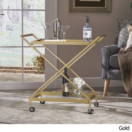 Christopher Knight Home Annika Outdoor Industrial Bar Cart by GOLD | Walmart (US)