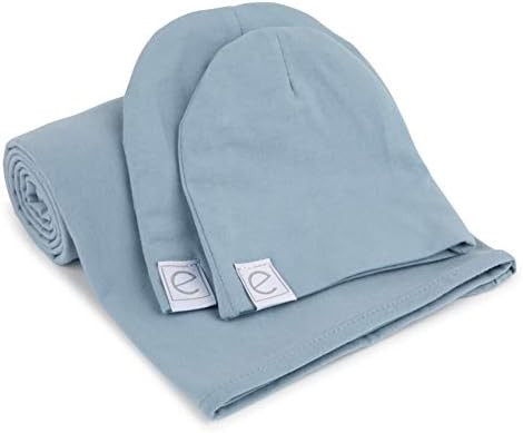 Ely's & Co. Cotton Knit Jersey Swaddle Blanket and 2 Beanie Baby Hats Gift Set, Large Receiving B... | Amazon (US)