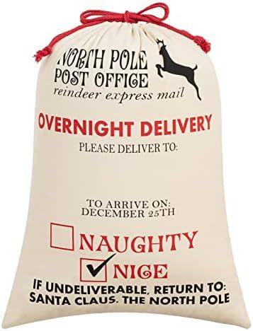 HBlife Canvas Santa Sack, 19.7 X 27.6 Inch Large Santa Bags for Gifts, Personalized Christmas Sac... | Amazon (US)