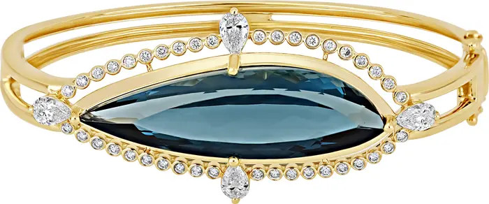 Iris London Blue Topaz & Diamond 18K Gold Bangle Bracelet | Nordstrom