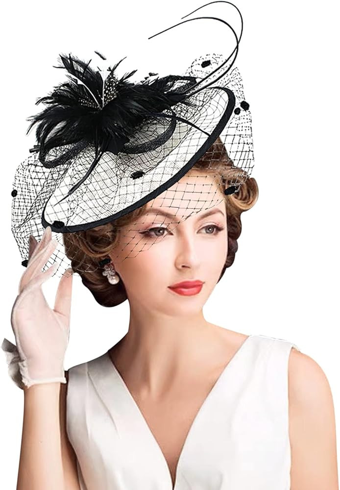 Z&X Sinamay Fascinator Hat Floral Feather Pillbox Derby Hats for Women Wedding Tea Party with Hea... | Amazon (US)