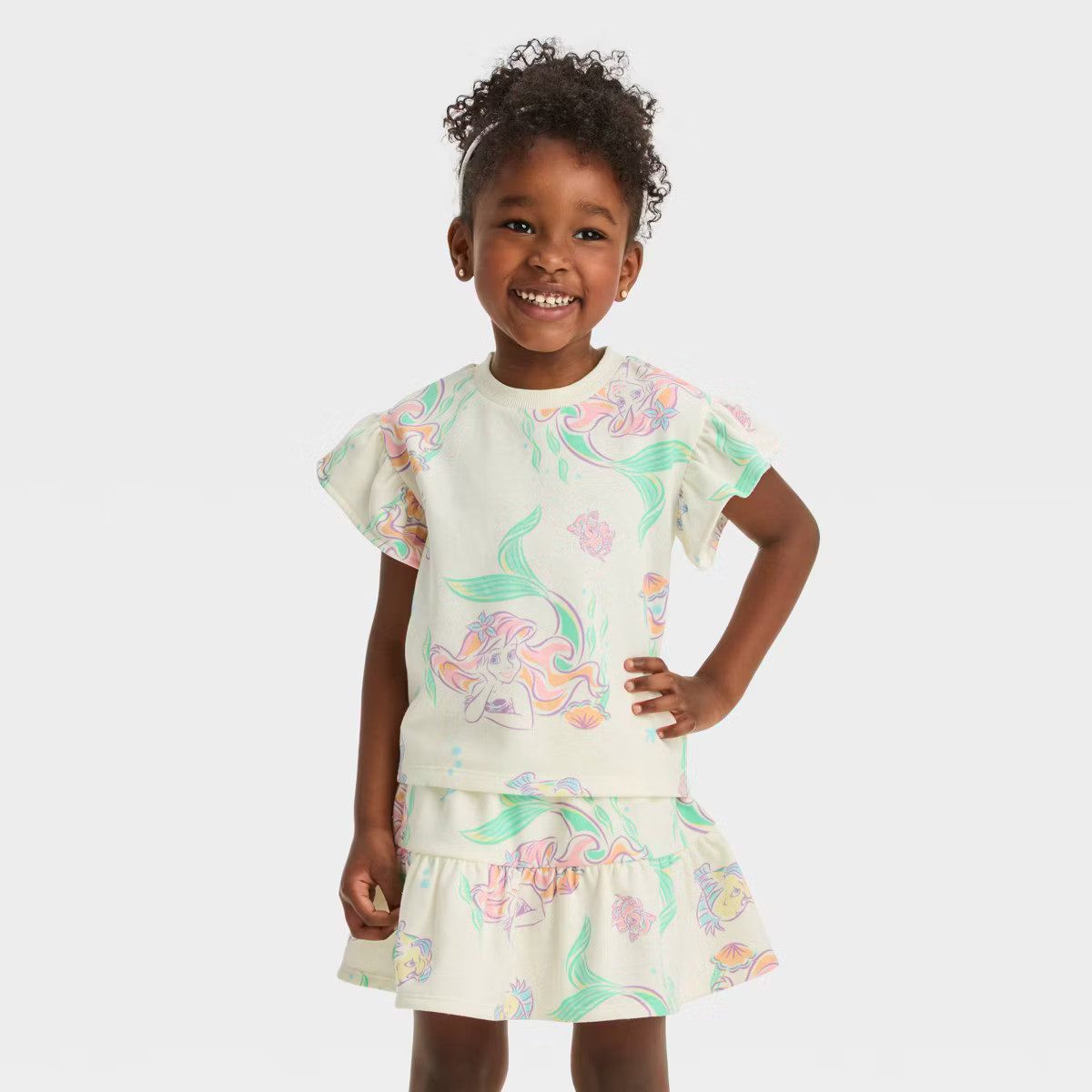 Toddler Girls' Disney The Little Mermaid Ariel Top and Bottom Set - Off-White | Target