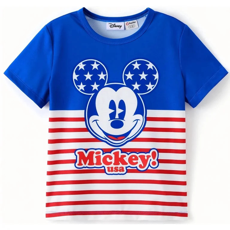 Disney Mickey Mouse Boys 4th of July Clothes Tee American Flag Stars Stripes Print Independence D... | Walmart (US)