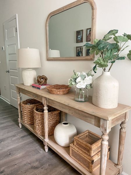 Obsessed with my console table! Entryway table decor, neutral decor, woven basket 

#LTKSeasonal #LTKhome