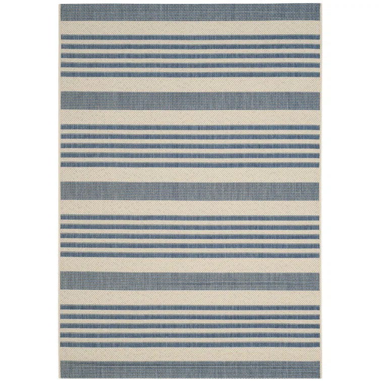 Herefordshire Striped Indoor / Outdoor Area Rug in Beige/Blue | Wayfair North America