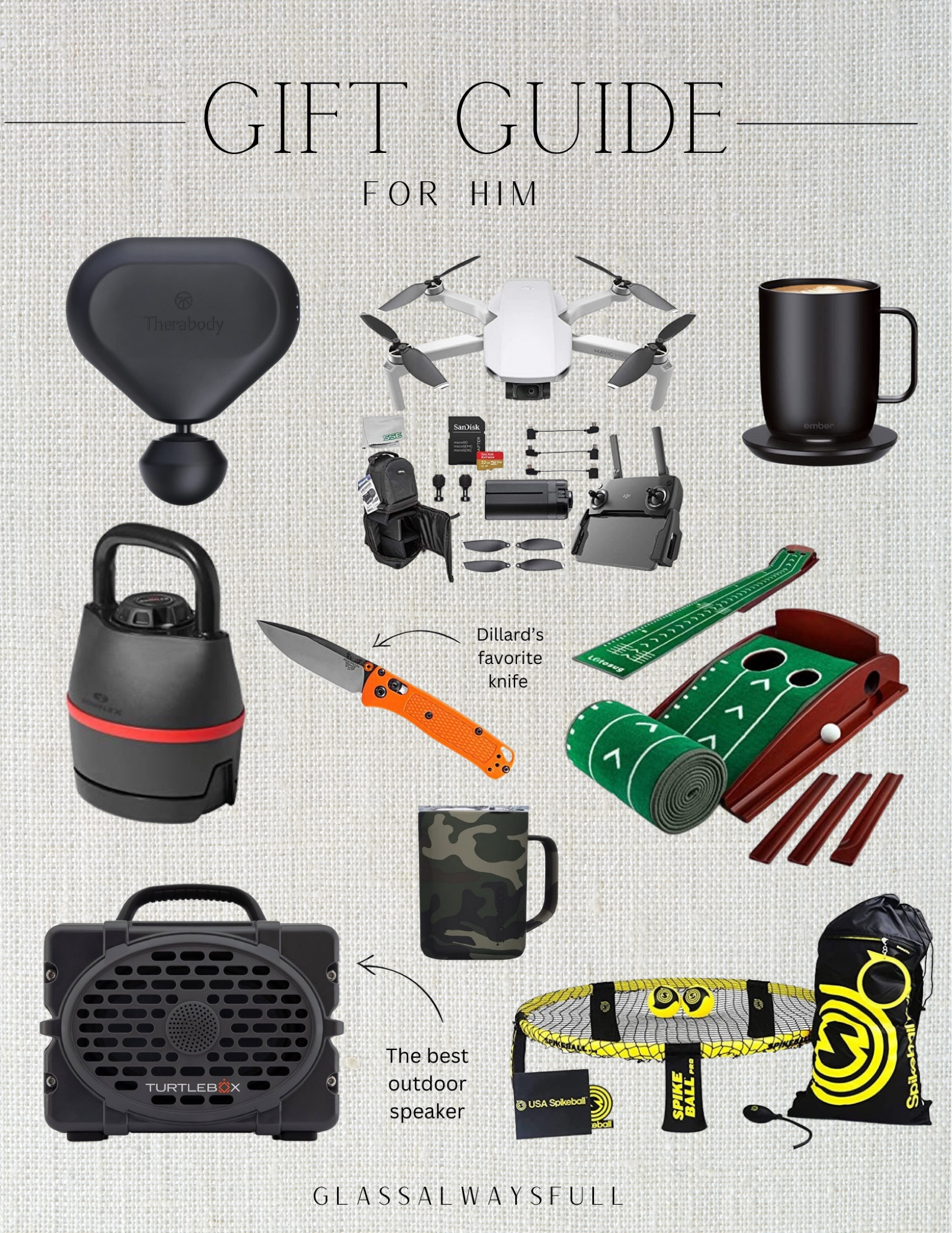 Christmas gifts for men, gift guide for him, mens Christmas gifts, men’s gifts, outdoor waterproof speaker, golf gifts, drone, pocket knife, theragun, men’s mug, putting green. Callie Glass @glass_alwaysfull 


#LTKHoliday #LTKmens #LTKGiftGuide