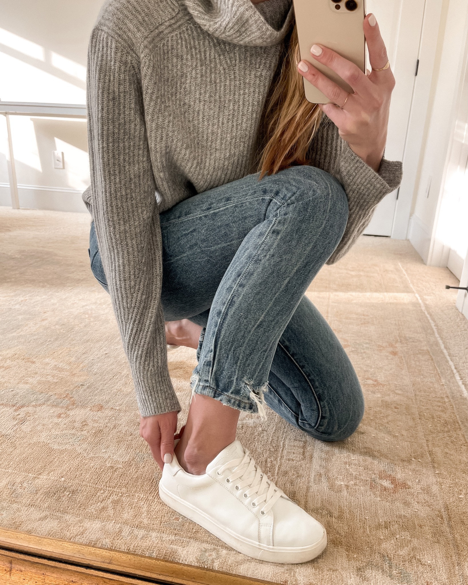 Gray sweater (old, similar linked), slim straight jeans (TTS), white sneakers (TTS) 

#LTKunder100 #LTKstyletip #LTKSeasonal