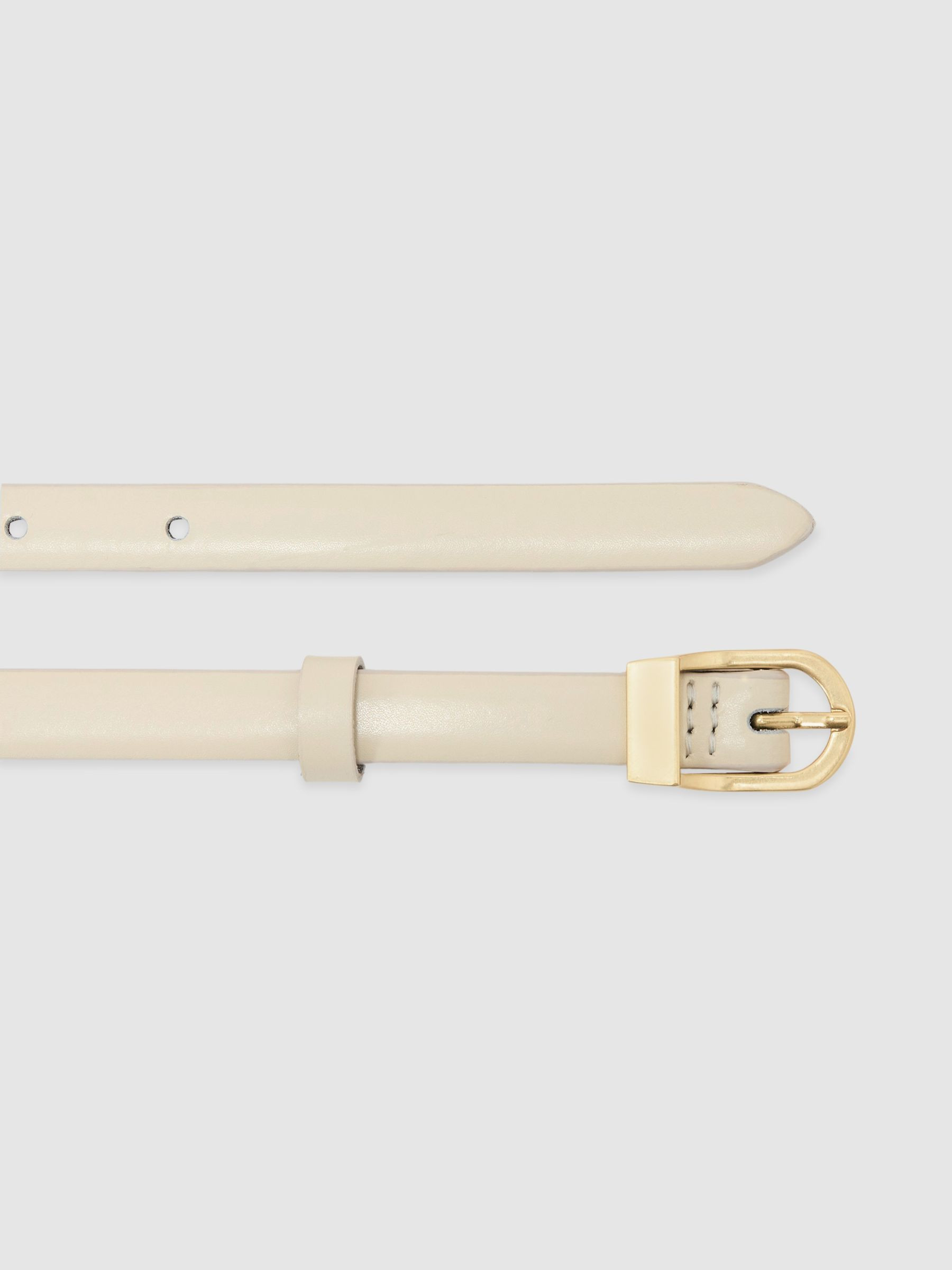 Reiss Leather Mini-Buckle Belt in Off White - REISS | Reiss UK