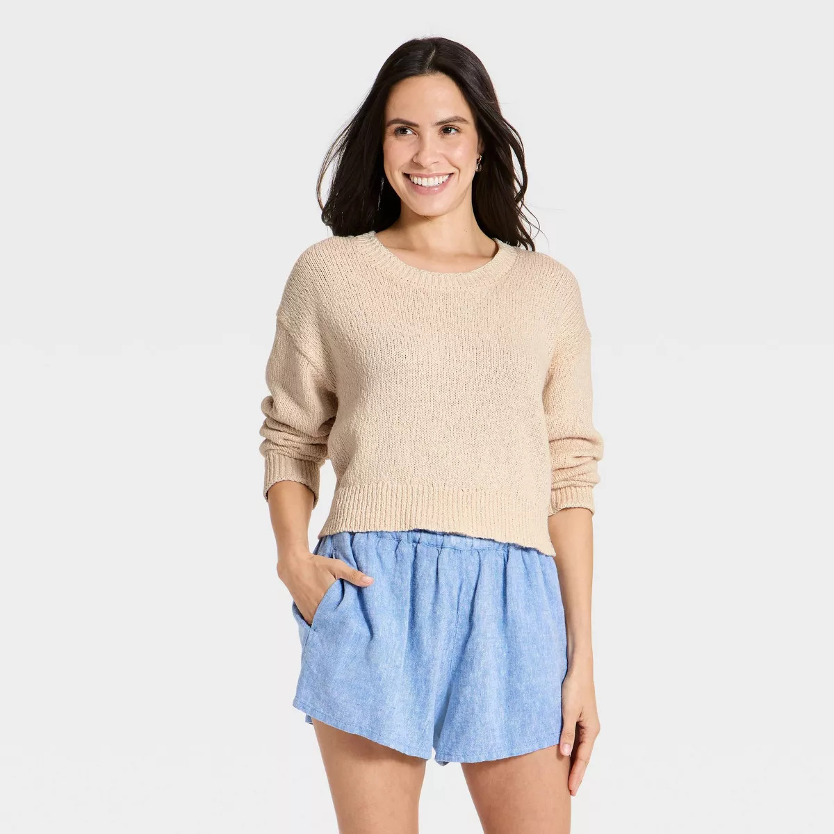 Women's Crafted Scoop Neck Pullover Sweater - Universal Thead™ Cream M | Target