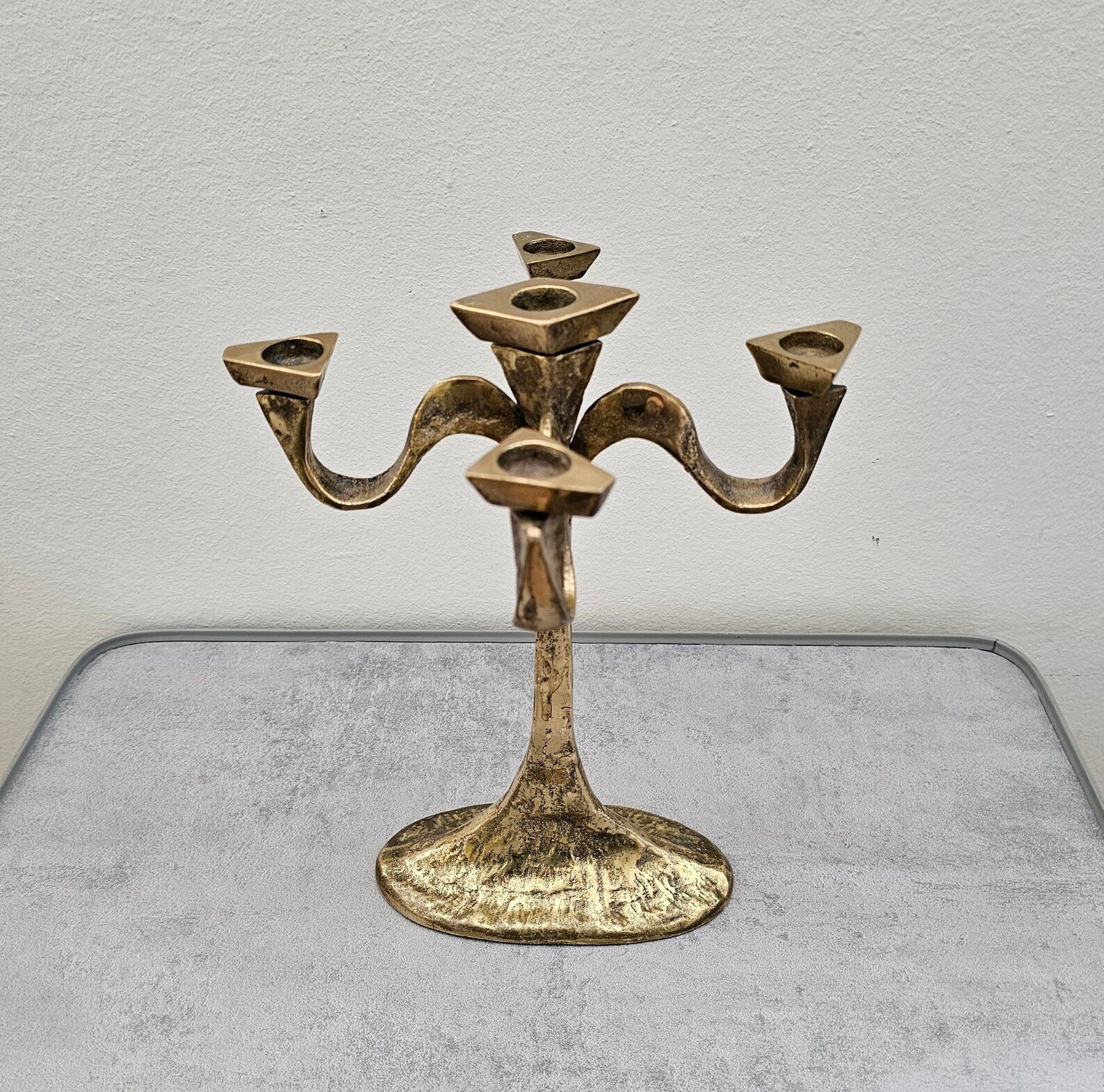 Brutalist Solid Brass 5 Arm Candle Holder / 60s Design Candelabra / Gilde Handwerk Germany - Etsy | Etsy (US)