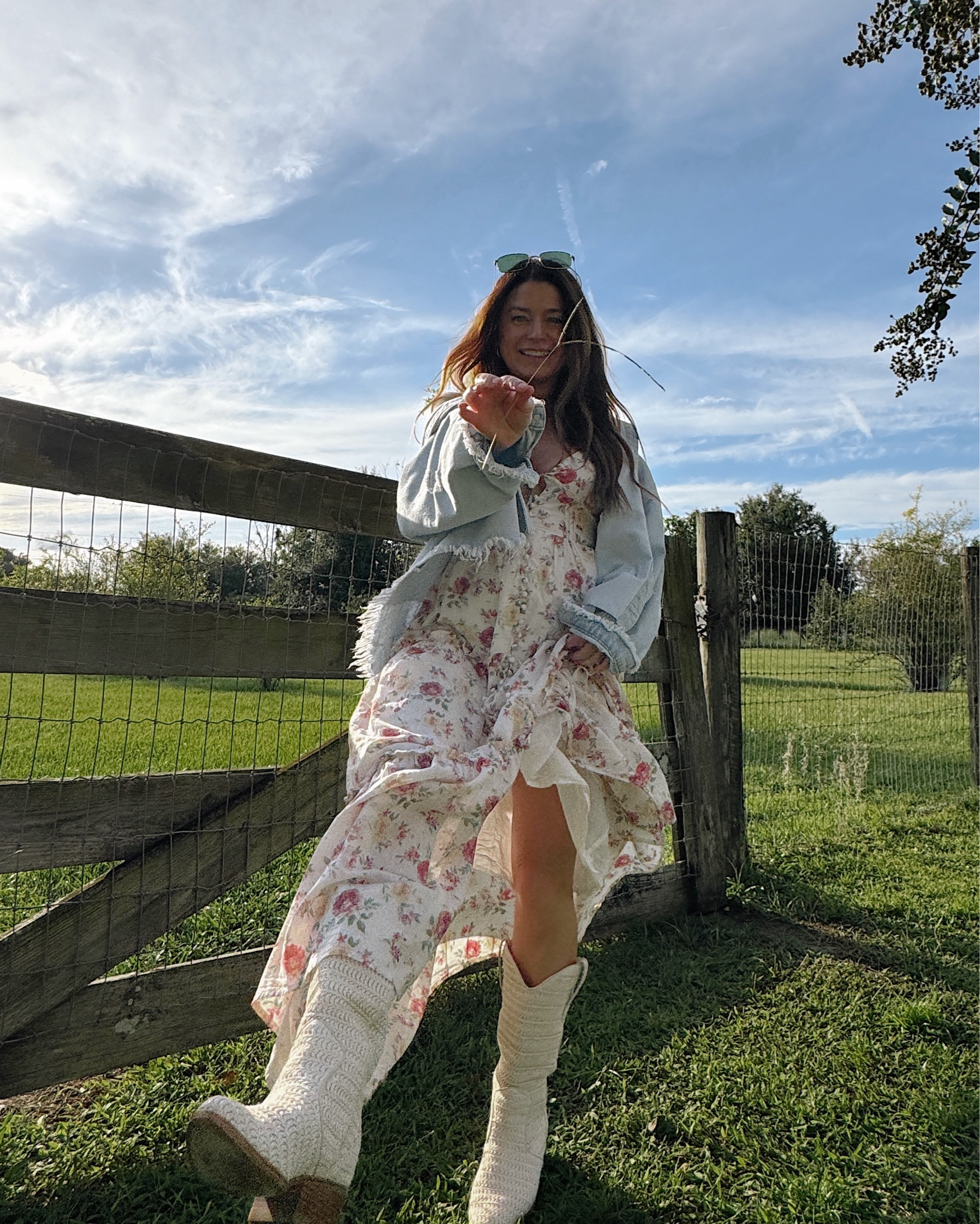 Stuck in between wanting an endless Summer and being excited for Fall. ☀️🍂

Maxi dress, country style, western style, ootd, floral maxi dress, denim jacket, cowboy boots.

#LTKStyleTip #LTKPetite