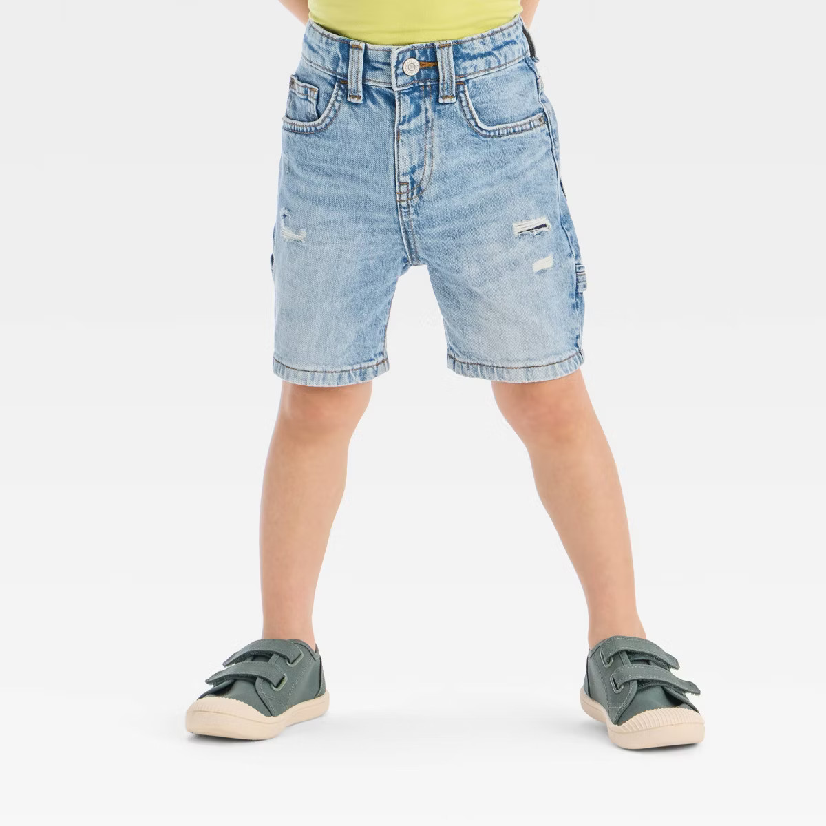 Toddler Boys' Button-Front Destructed Shorts - Cat & Jack™ Light Blue | Target
