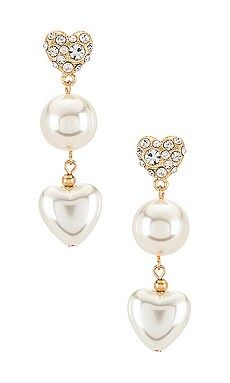 Ettika Pearl Heart Drop Earrings in Gold from Revolve.com | Revolve Clothing (Global)
