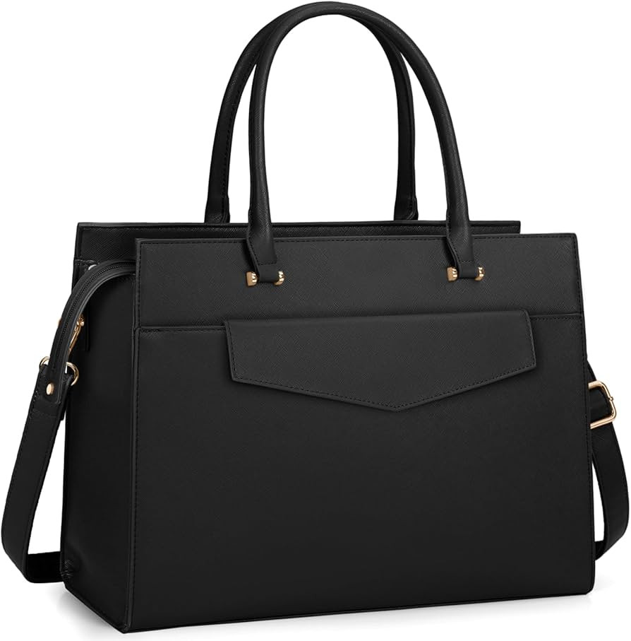 Laptop Bag for Women 15.6 inch Leather Tote Bag 2pcs Set Professional Work Bag with Clutch Purse ... | Amazon (US)