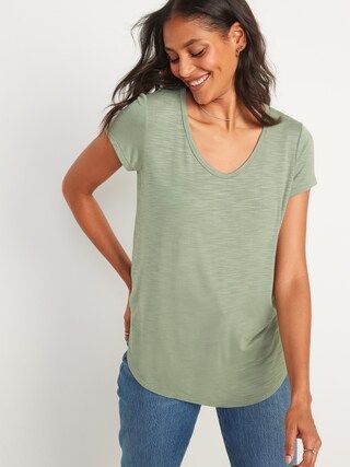 Luxe Slub-Knit Voop-Neck Tunic T-Shirt for Women | Old Navy (US)