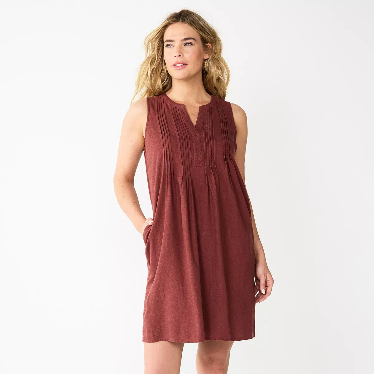 Women's Sonoma Goods For Life® Sleeveless Pintuck Tank Dress | Kohl's