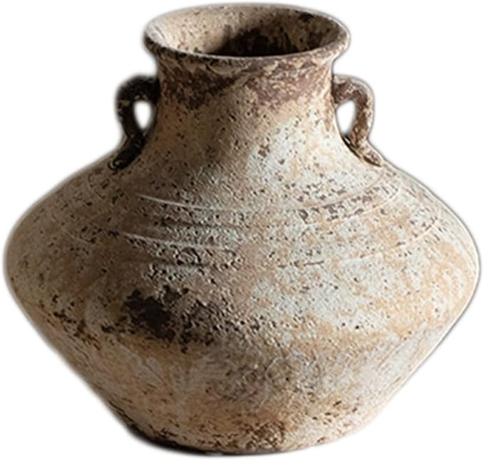 Retro Handmade Vase Pottery Pot Retro Stoneware Flower Pot Japanese-Style Pottery Living Room Dri... | Amazon (US)