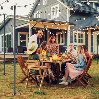 Metal Poles for Outdoor Hanging String Lights, 4 Pack 10FT Poles for Outdoor String Lights, Tall Hanging Light Poles for Backyard | Wayfair North America