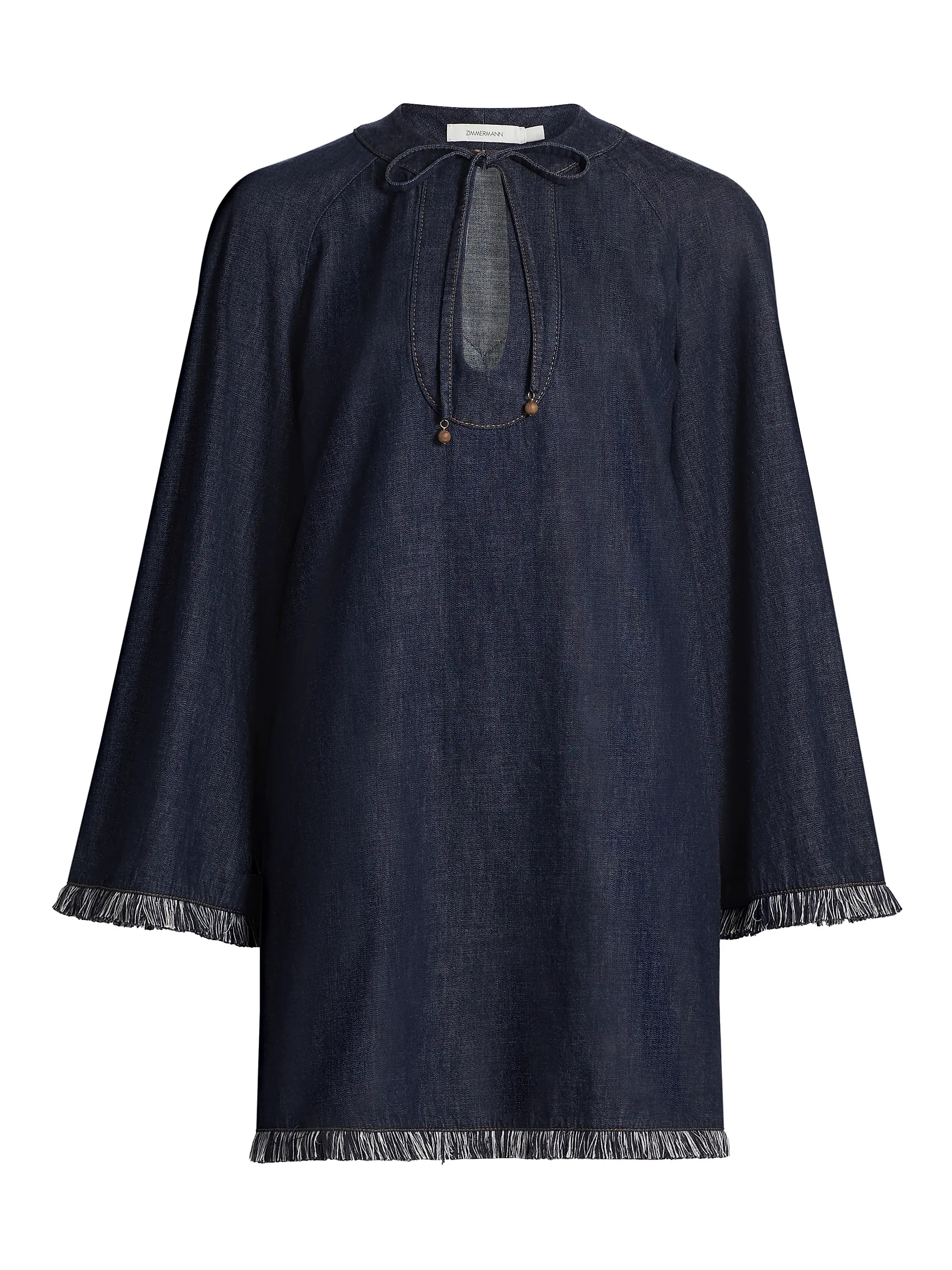 Zimmermann Rhiannon Fringe Denim Minidress | Saks Fifth Avenue | Saks Fifth Avenue