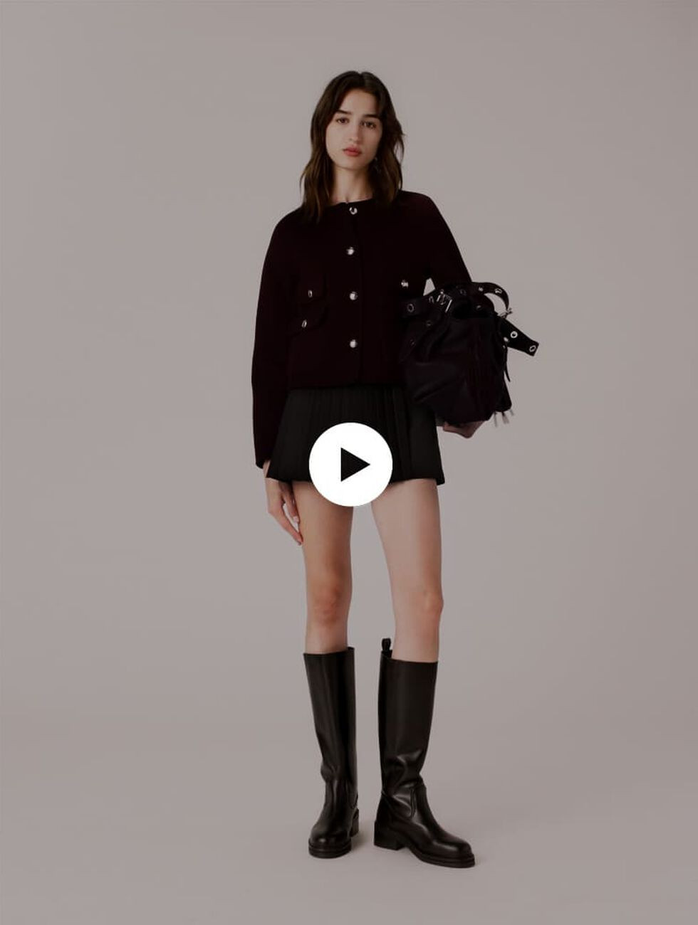 Straight-fit pleated shorts Black / Gray for Women | Maje | Maje US