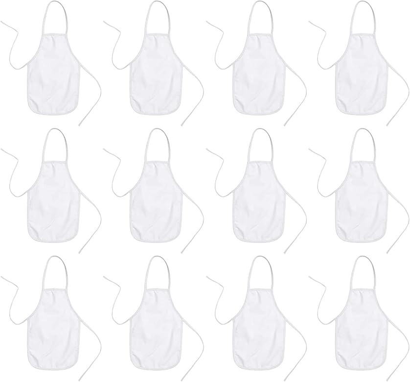 Children Activities Cotton Natural Canvas Aprons 12 Pack-12.5”x19”-Size: Small (White) For Ag... | Amazon (US)