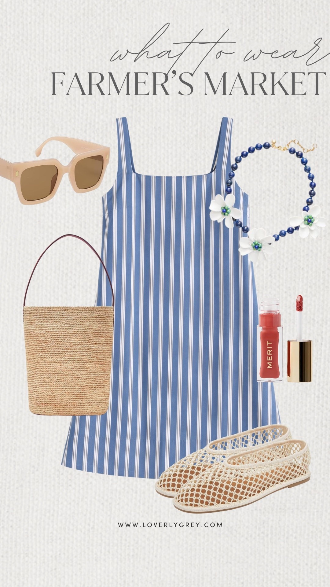 Loverly Grey, what to wear to a farmer’s market! I am loving this simple striped dress from Tuckernuck paired with a fun J.Crew statement necklace. Grab a raffia bag, pair of flats, and some shades to enjoy the market! Loverly Grey, what to wear, farmer’s markett

#LTKootd #LTKdayinmylife #LTKgrwm