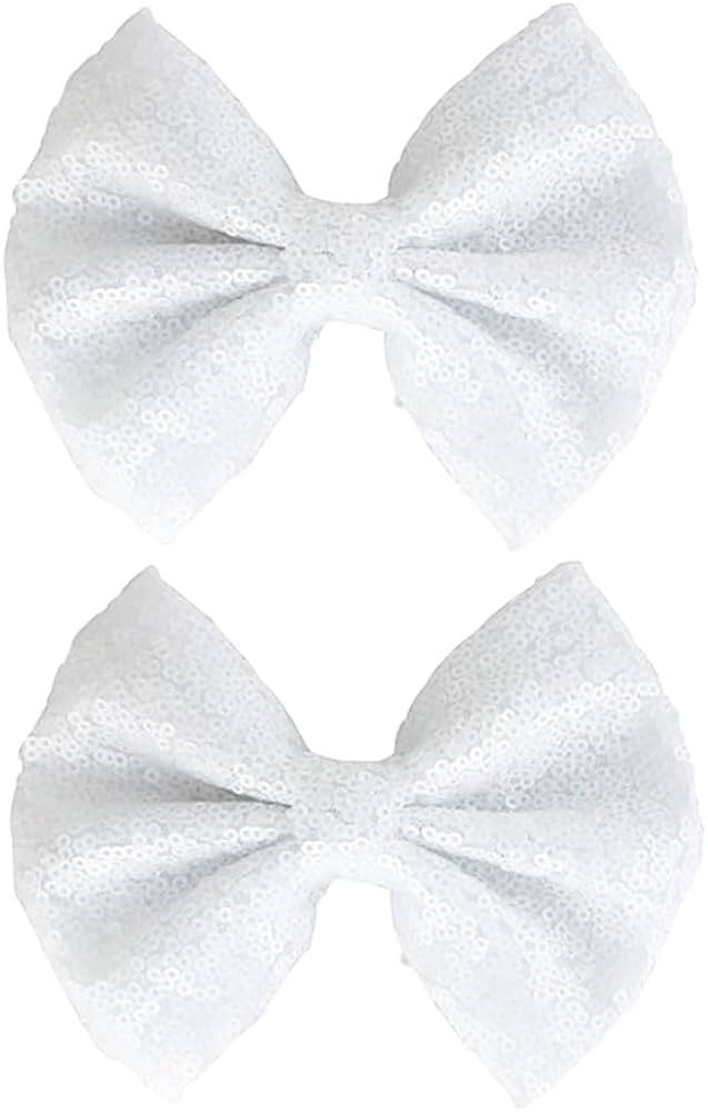 5-inch Glitter Sequins Bow Hair Clips Sparkly Cheer Barrettes Alligator Hairpins for Baby Girls, ... | Amazon (US)