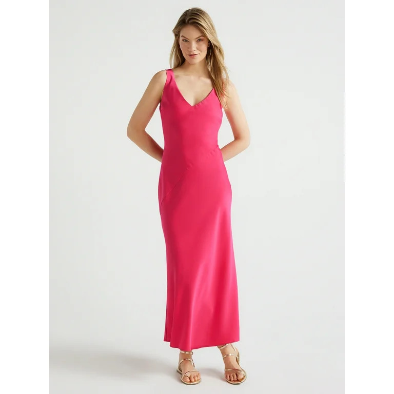 Scoop Women's V-Neck Slip Dress, Sizes XS-XXL | Walmart (US)
