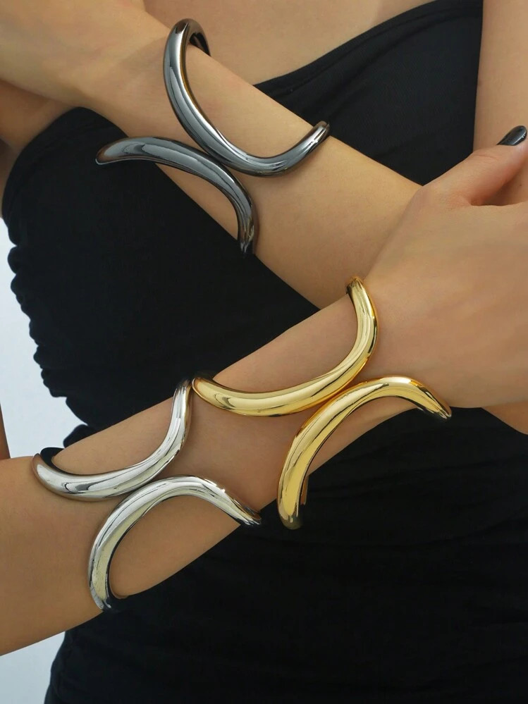 1pc Minimalist Hollow Out Chunky Jewelry, Asymmetric Geometric Design, Suitable For Casual, Party... | SHEIN