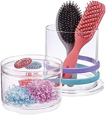 STORi Stackable Clear Plastic Headband and Hairbrush Holder with Accessory Compartment and Lid | Amazon (US)