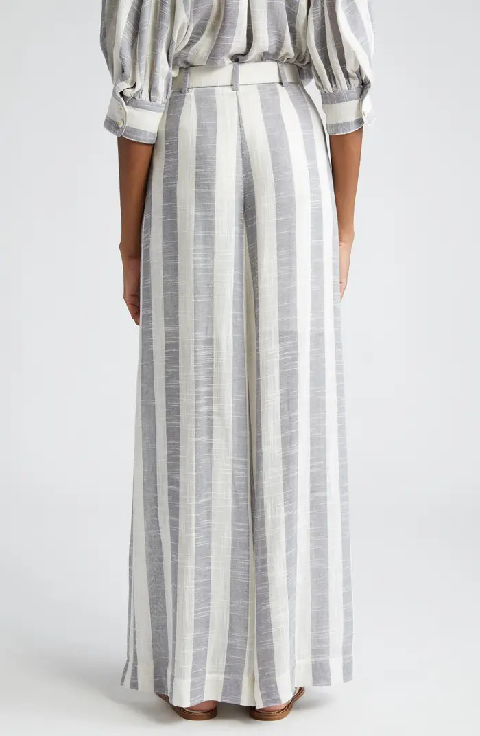 Matchmaker Stripe Belted Pintuck Wide Leg Pants | Nordstrom