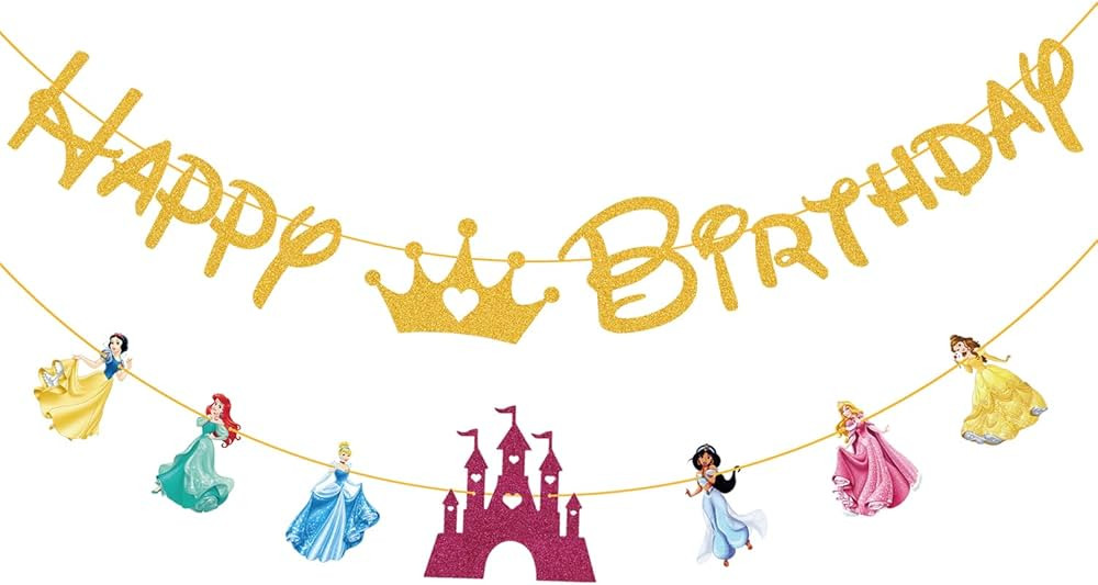 Princess Birthday Banner for Girls, Princess Birthday Party Decorations Princess Dream Castle Fai... | Amazon (US)