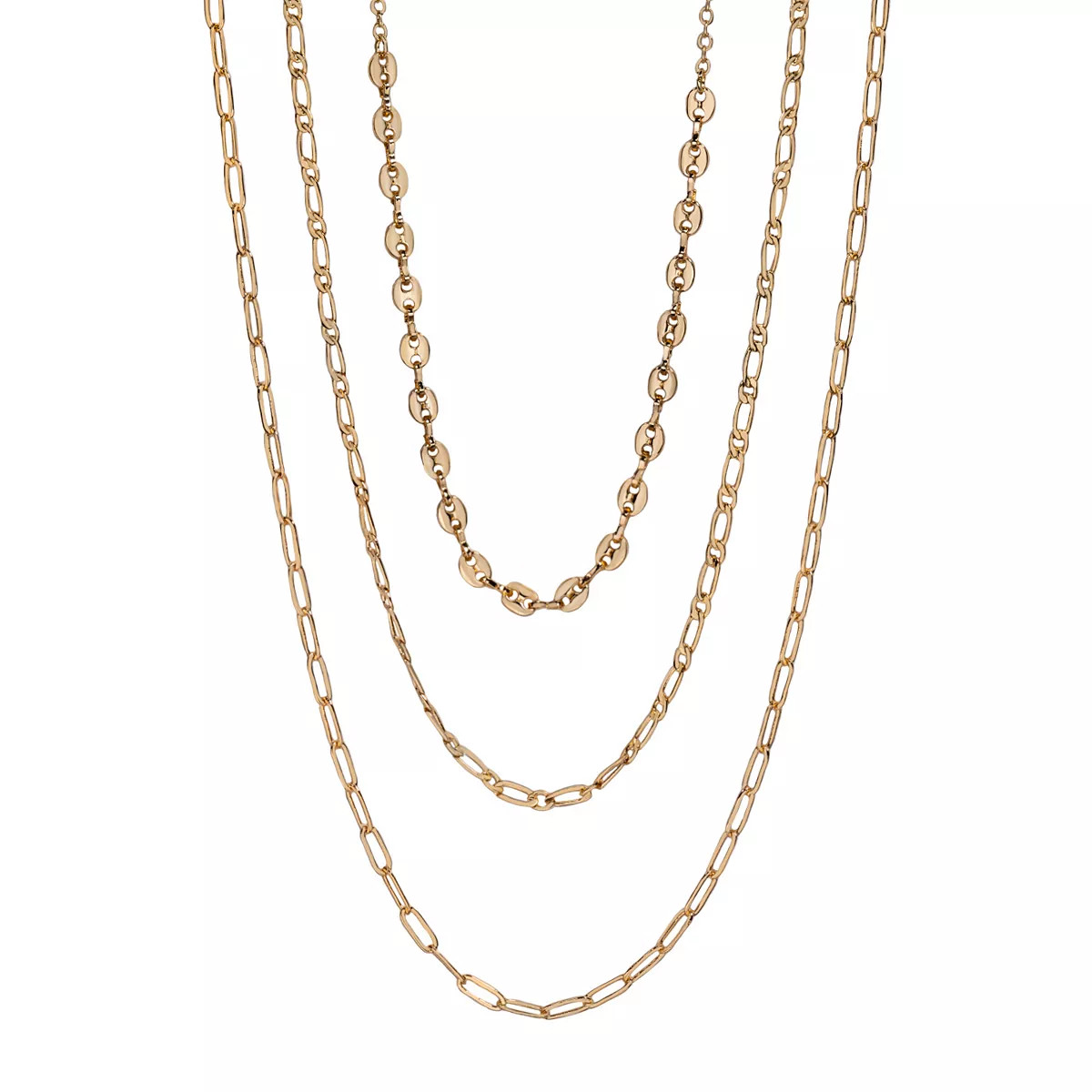 LC Lauren Conrad Gold Tone 3-Row Multi-Chain Necklace | Kohl's
