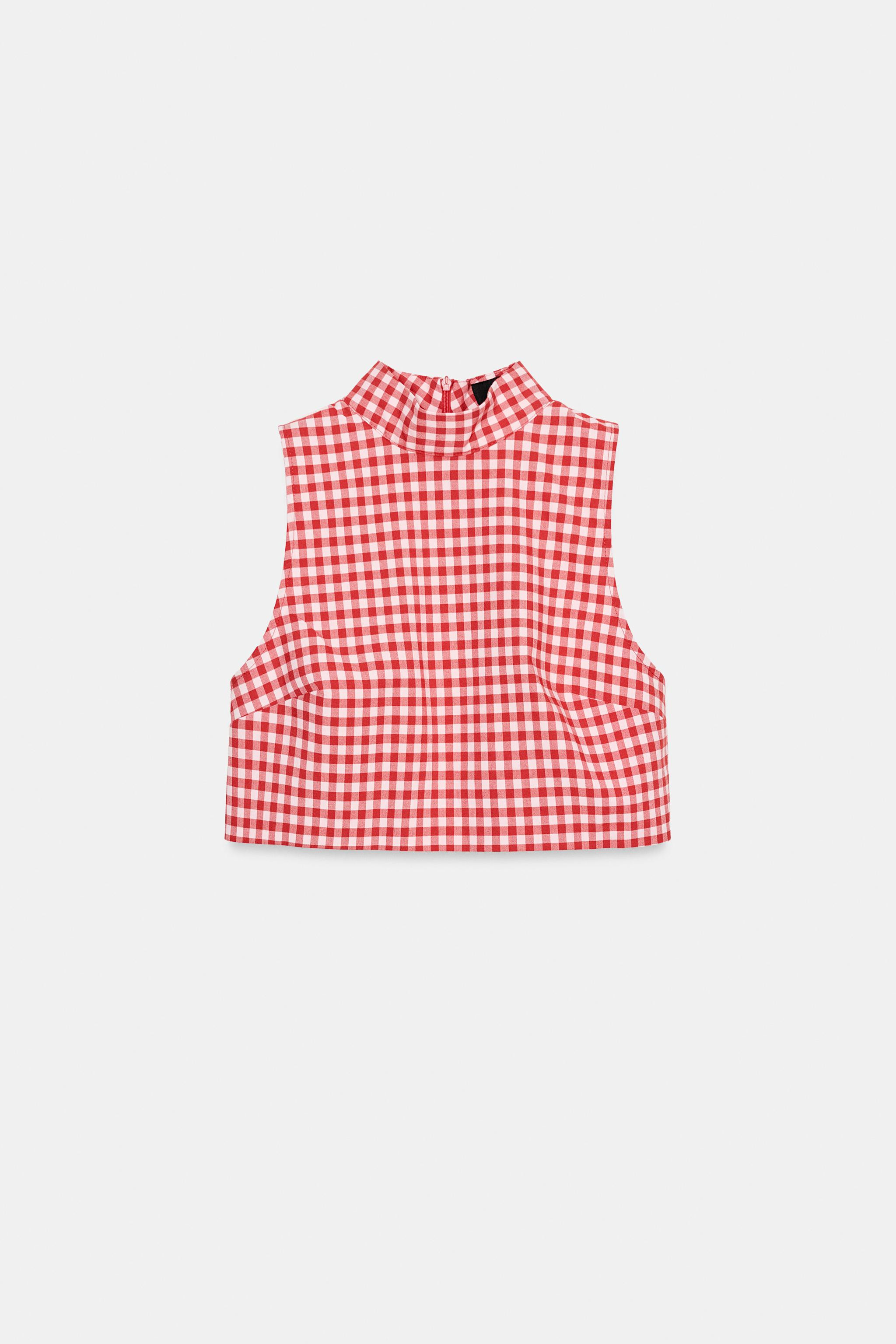 CROPPED GINGHAM TOP | Zara US