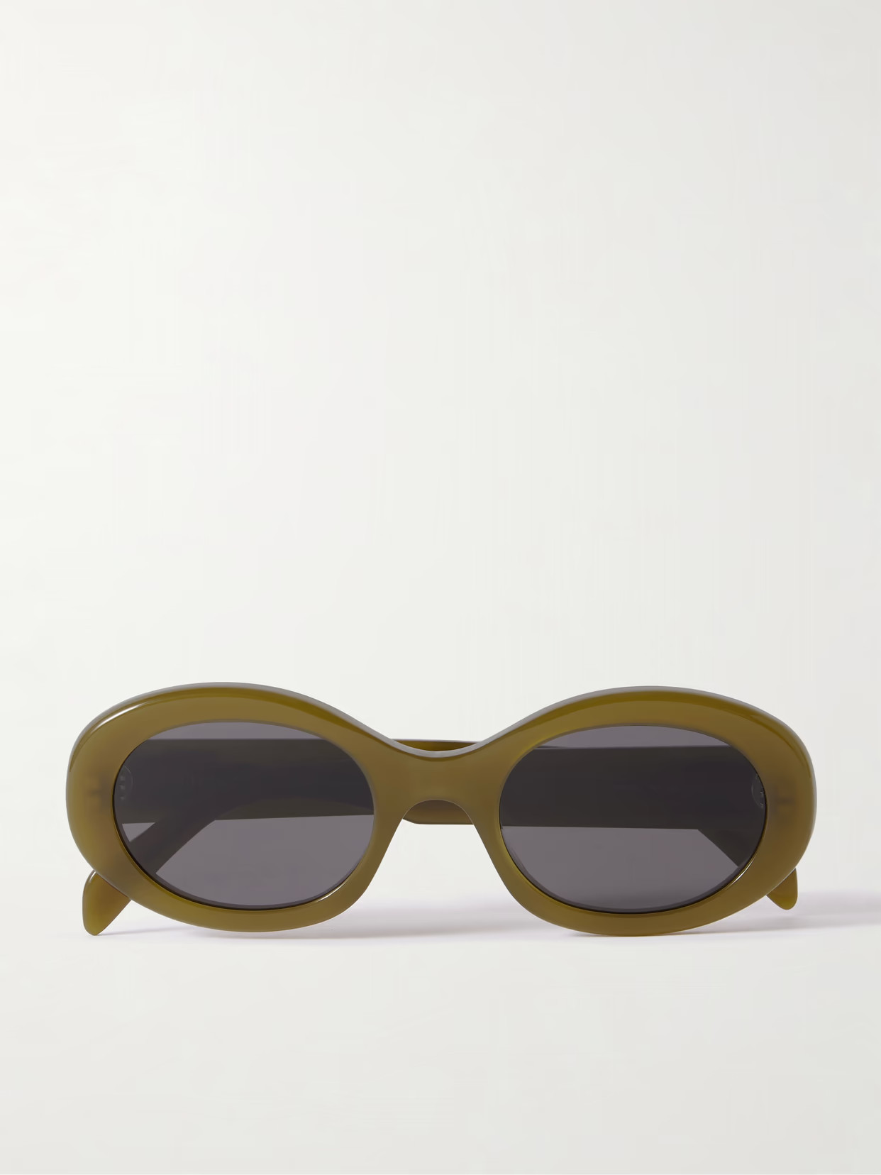 CELINE Eyewear - Triomphe Oval-frame Acetate Sunglasses - Green | NET-A-PORTER (US)