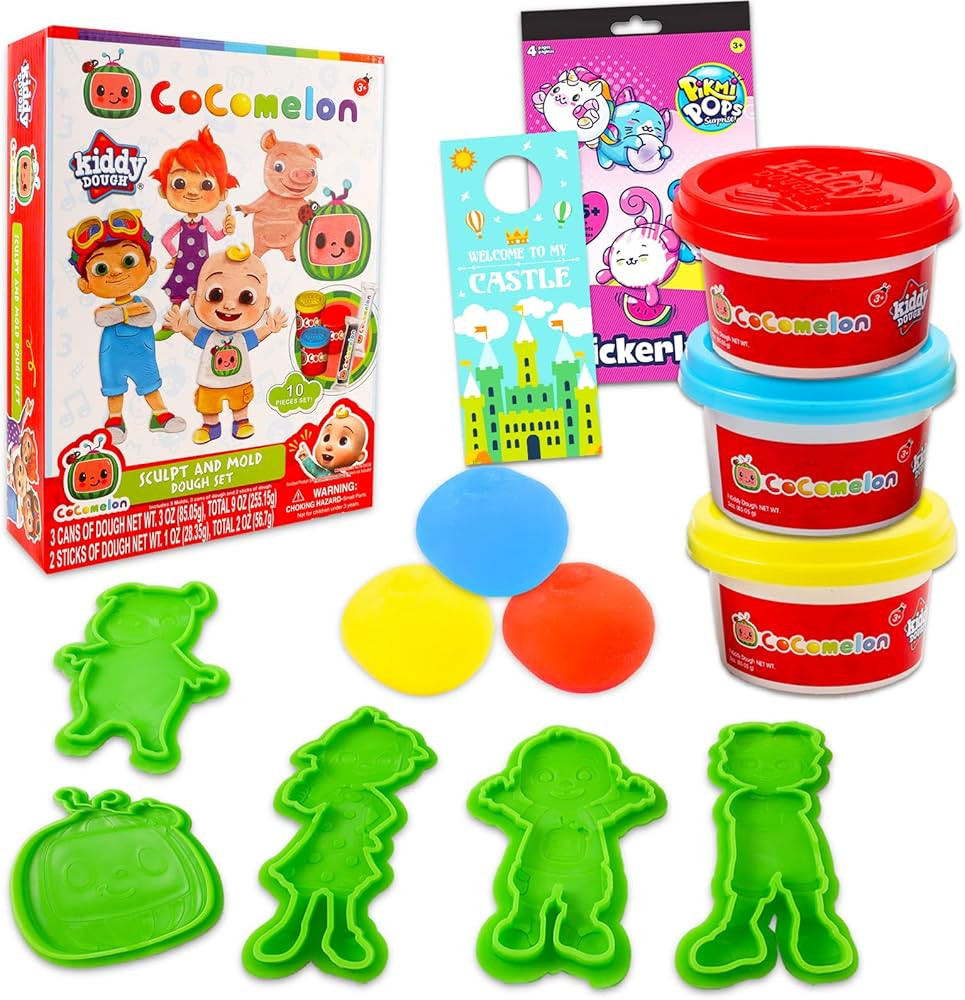 Cocomelon Sculpt and Mold Dough Kit - 12 Pc Craft Gift Bundle with Cocomelon Doughs and Molds Plu... | Amazon (US)