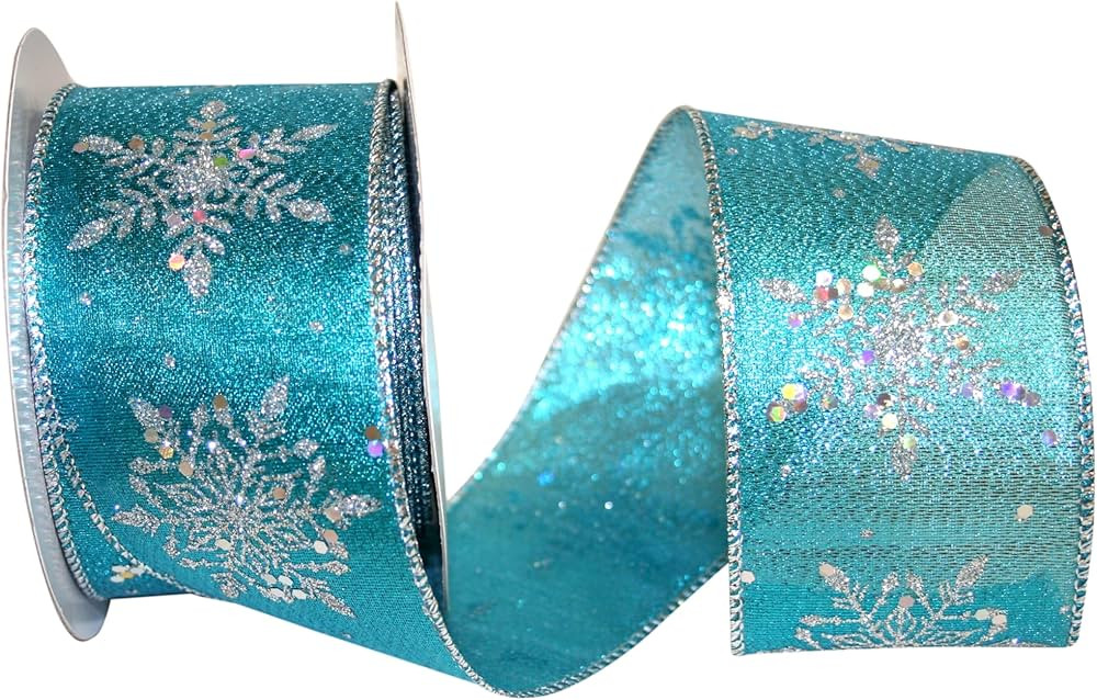 Reliant Ribbon 92440W-913-40H Glitter Snowflakes Glimmer Wired Edge Ribbon, 2-1/2 Inch X 20 Yards... | Amazon (US)