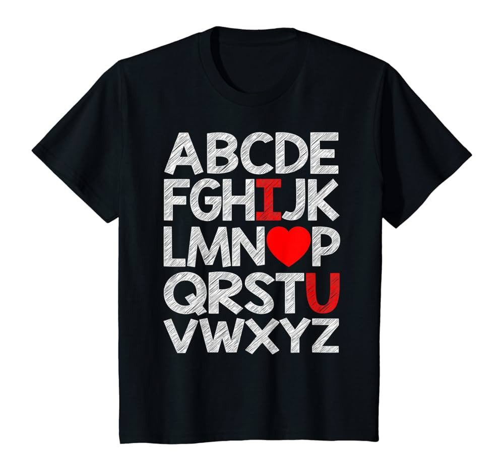 Alphabet ABC I Love You T Shirt Valentines Day Heart Gifts T-Shirt | Amazon (US)