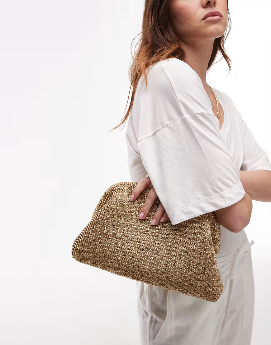 & Other Stories slouchy clutch bag in gold metallic | ASOS (Global)