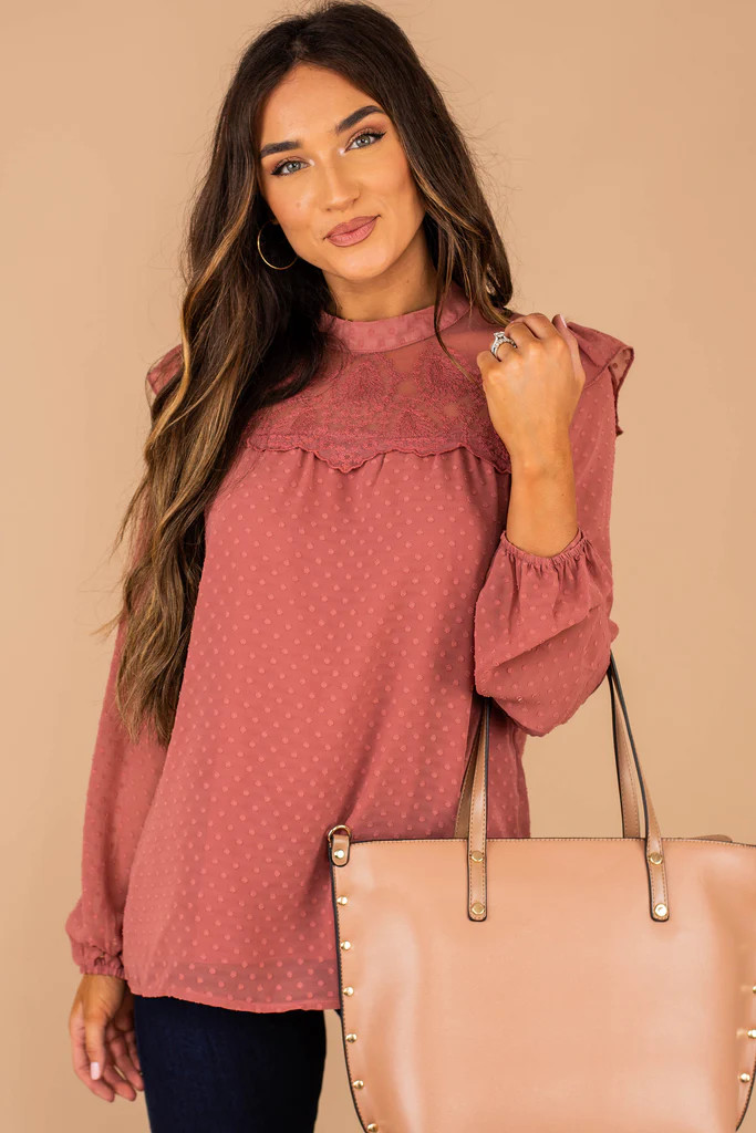 Love You Always Mauve Pink Swiss Dot Top | The Mint Julep Boutique