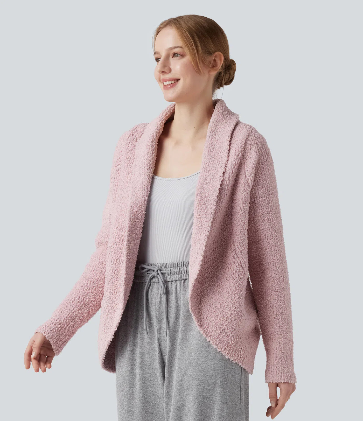 Women’s Shawl Collar Raglan Long Sleeve Casual Cardigan - Halara | HALARA