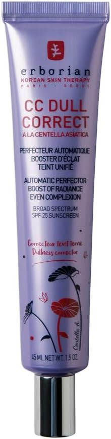 Erborian - CC Dull Correct with Centella Asiatica - Korean Skincare and Makeup Cream - Primer & Blur for Radiance Boosting and Soothing Effects, Even Complexion, SPF 25 - All Skin Type | Amazon (UK)