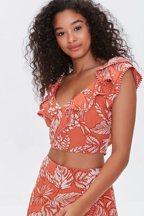 Tropical Leaf Print Crop Top | Forever 21 (US)