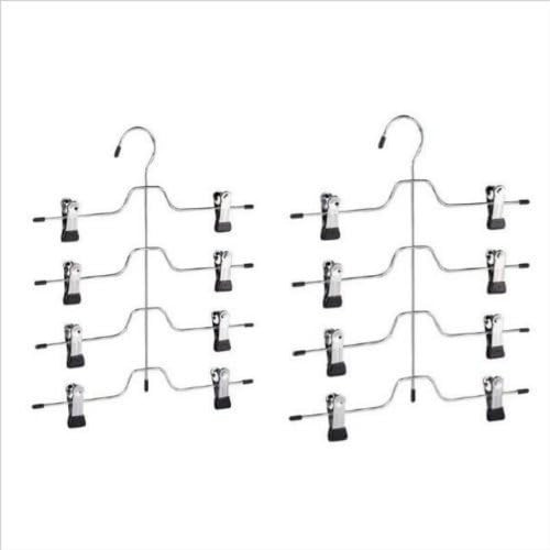4 Tier Trouser/Skirt Hanger - Chrome & Black Vinyl - 2 PACK | Amazon (US)