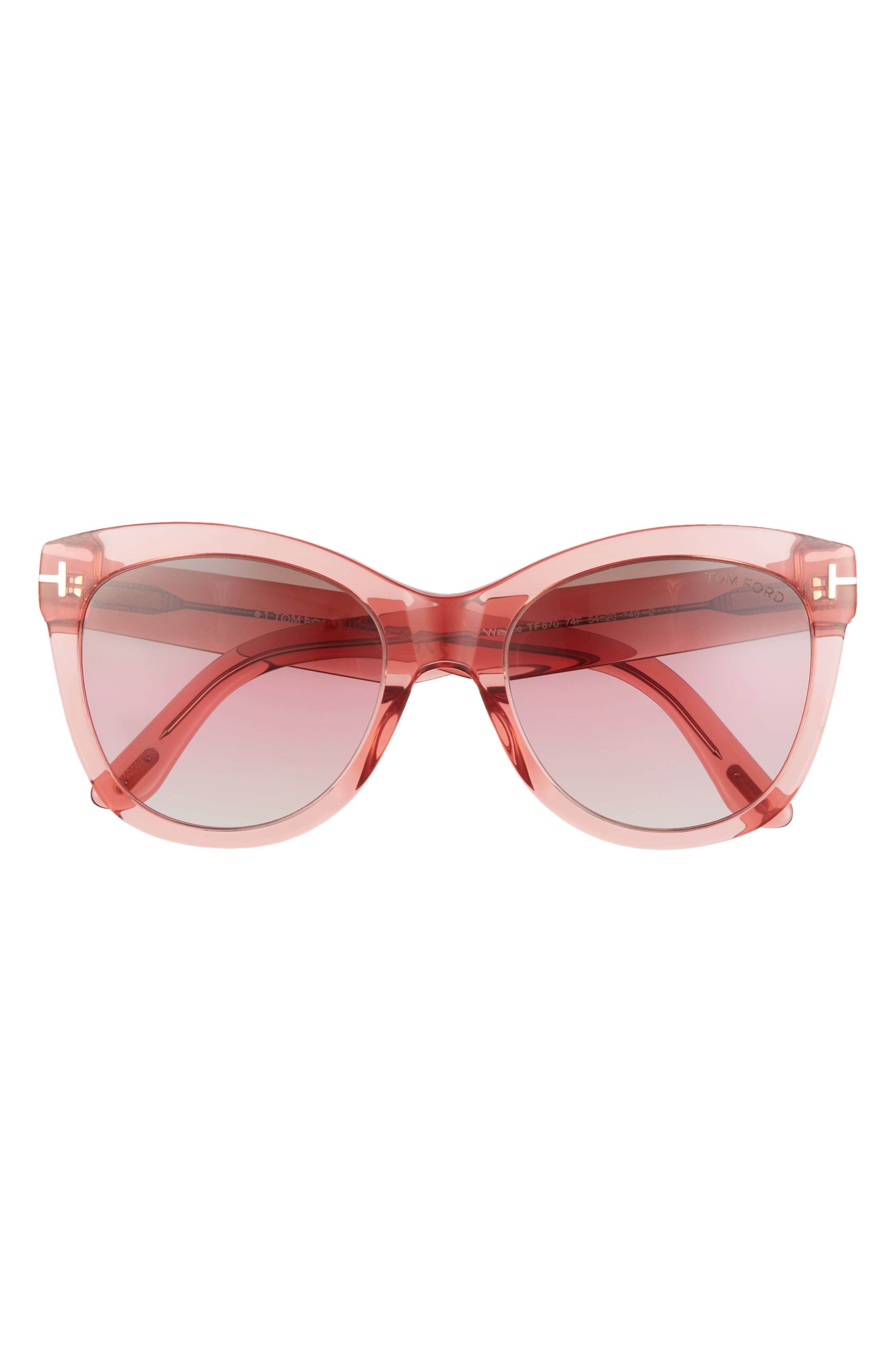 Tom Ford Wallace 54mm Polarized Cat Eye Sunglasses in Shiny Coral /Brown Pink Sand at Nordstrom | Nordstrom