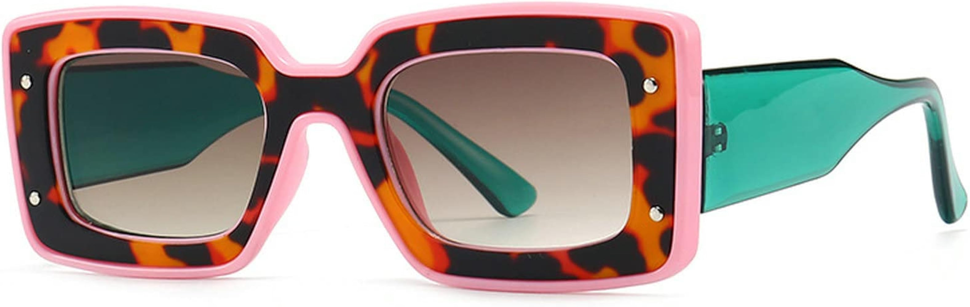 mincl Fashion Square Sunglasses For Women Men Rivet Decoration Luxury Ladies Sun Glasses UV400 Sh... | Amazon (US)