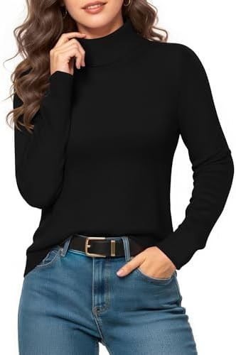 MANGOPOP Womens Turtleneck Sweaters Long Sleeve Ribbed Knit Sweater Casual 2025 Fall Fashion Wint... | Amazon (US)