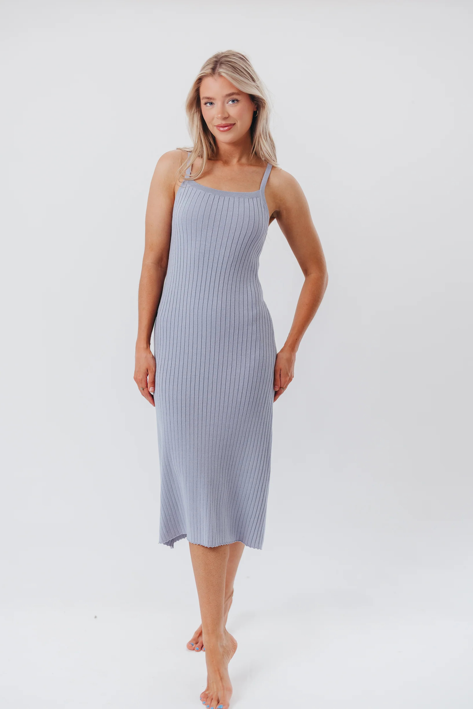 Off the Grid Maxi Dress in Blue Grey - Bump Friendly | Worth Collective