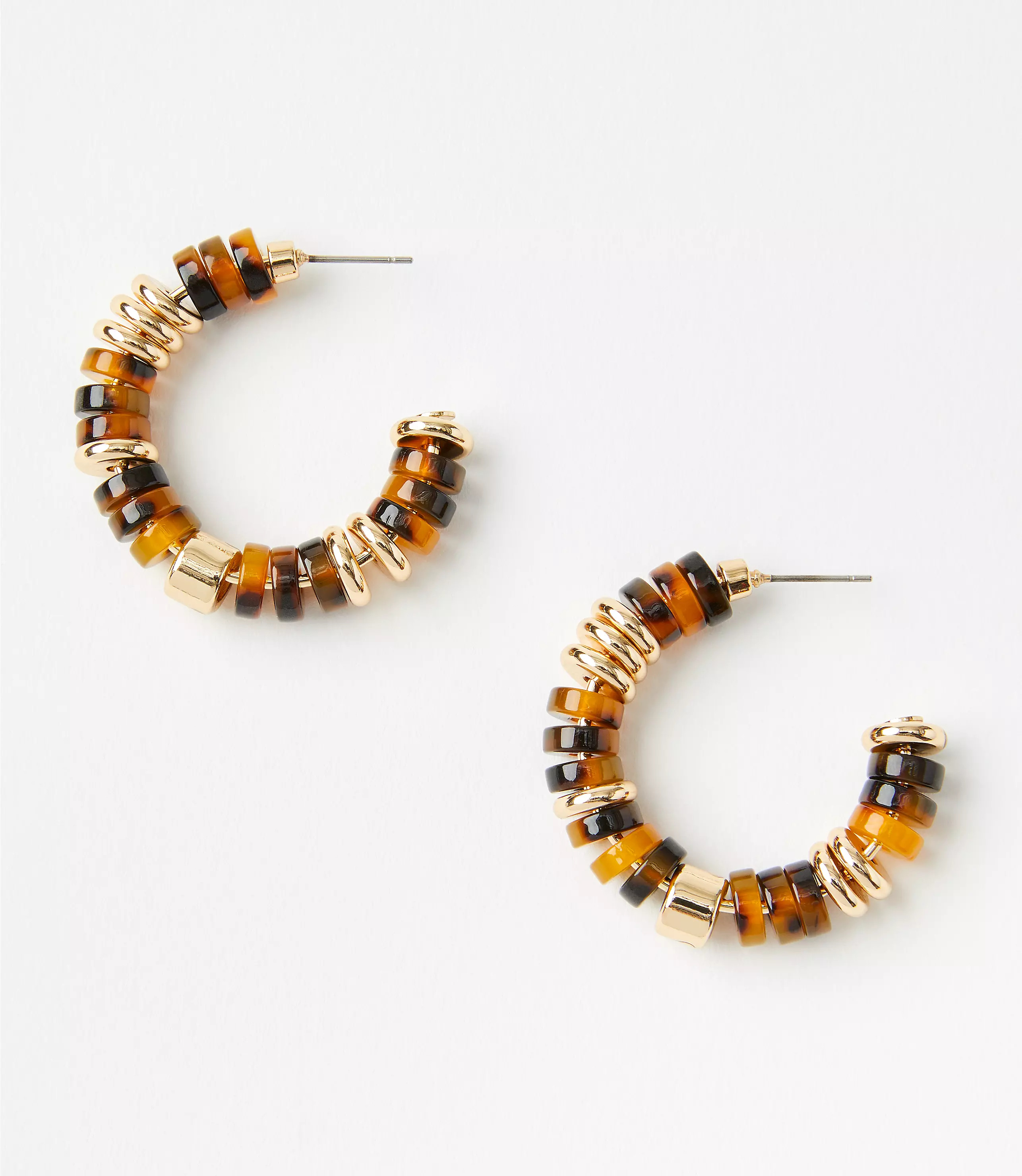 Tortoiseshell Print Beaded Hoop Earrings | LOFT