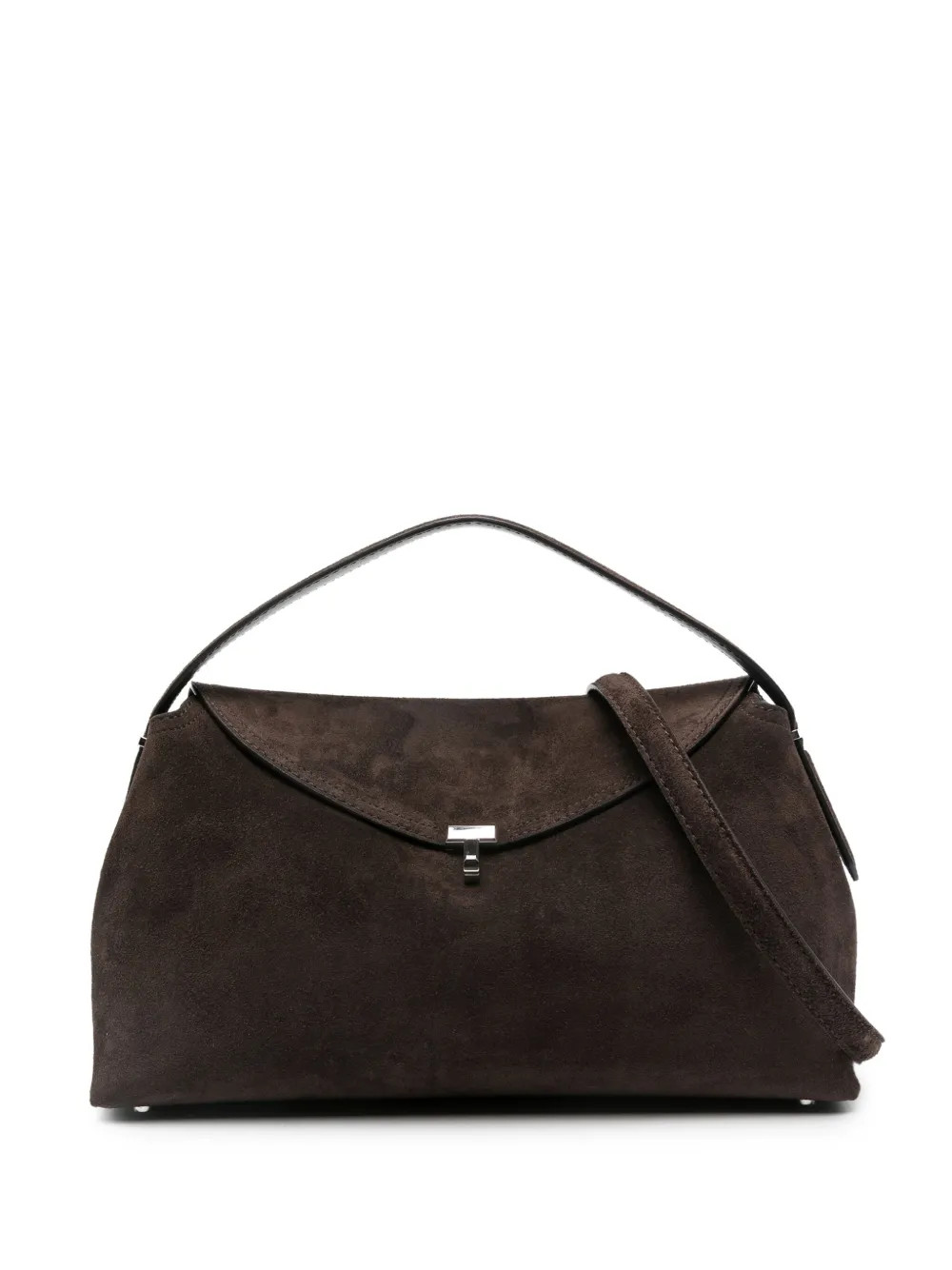 TOTEME T-lock Suede top-handle Shoulder Bag | Brown | FARFETCH ES | Farfetch Global